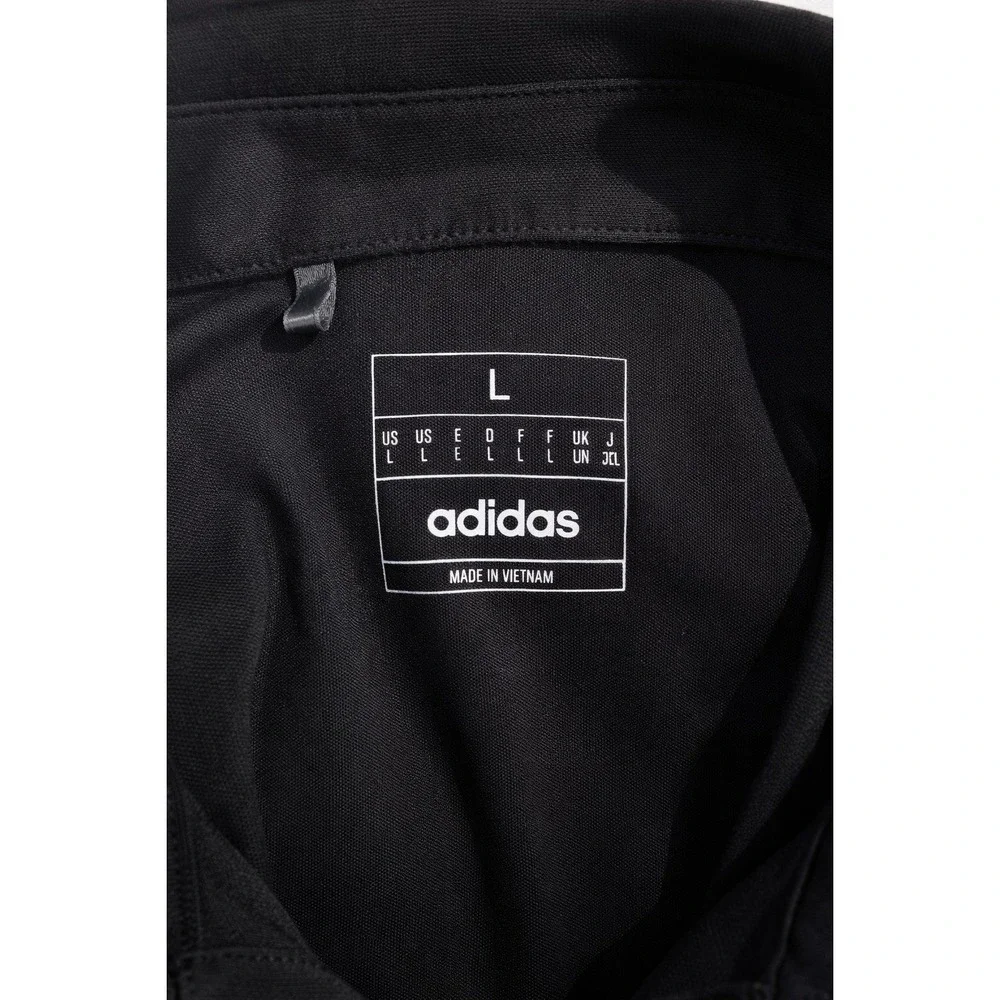 Adidas Men's Polo Shirt Large Black Performance Golf Shirt Stripe Logo